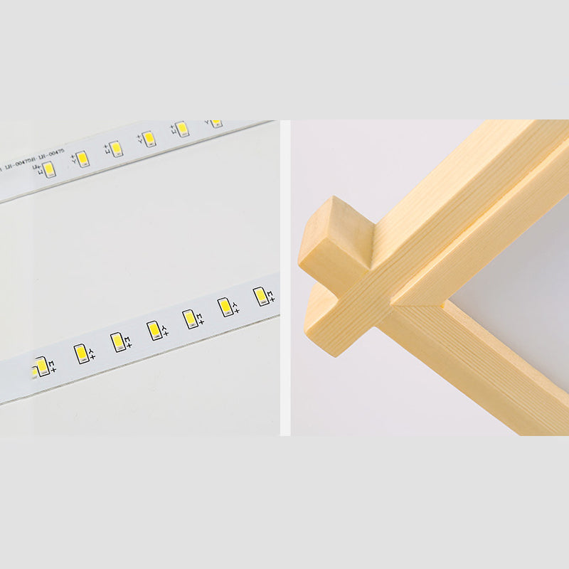 Wooden Rectangular LED Flush Mount in Modern Concise Style Acrylic Indoor Ceiling Light in Log Color