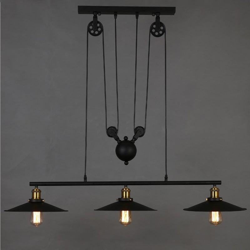 Cone Island Chandelier Lights Retro Industrial Style Metallic Chandelier Lighting Fixtures for Dining Table