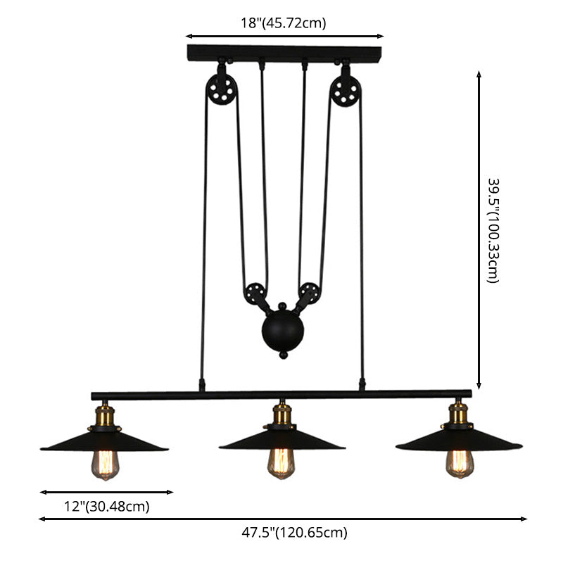Cone Island Chandelier Lights Retro Industrial Style Metallic Chandelier Lighting Fixtures for Dining Table