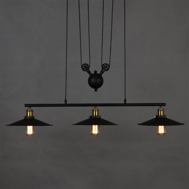 Cone Island Chandelier Lights Retro Industrial Style Metallic Chandelier Lighting Fixtures for Dining Table