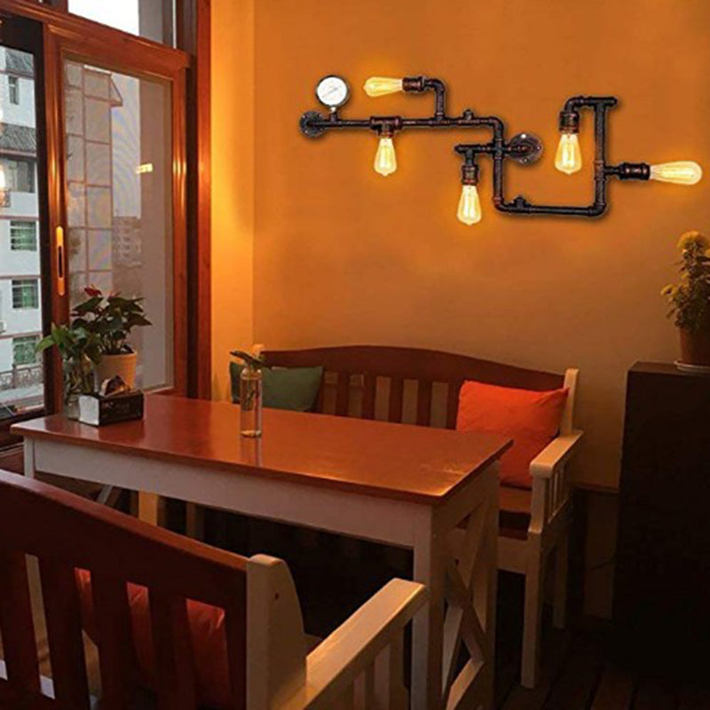 Industrial Retro Style Man Tauge Leuchte Leuchte Metall 5 Lichter Wandlampe für das Restaurant