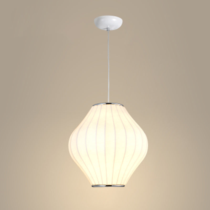 Silk geometrica Luce a pendente a pendente Minimalista Bianca a 1 testa Luce sospesa per il ristorante