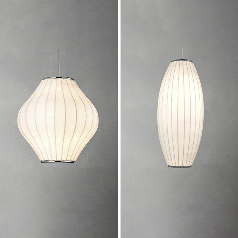 Silk geometrica Luce a pendente a pendente Minimalista Bianca a 1 testa Luce sospesa per il ristorante