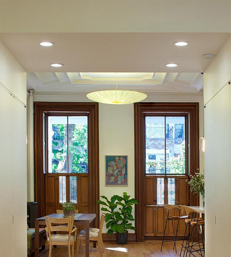 Silk Round Suspension Lighting Fixture Modern Beige Hanging Light for Living Room