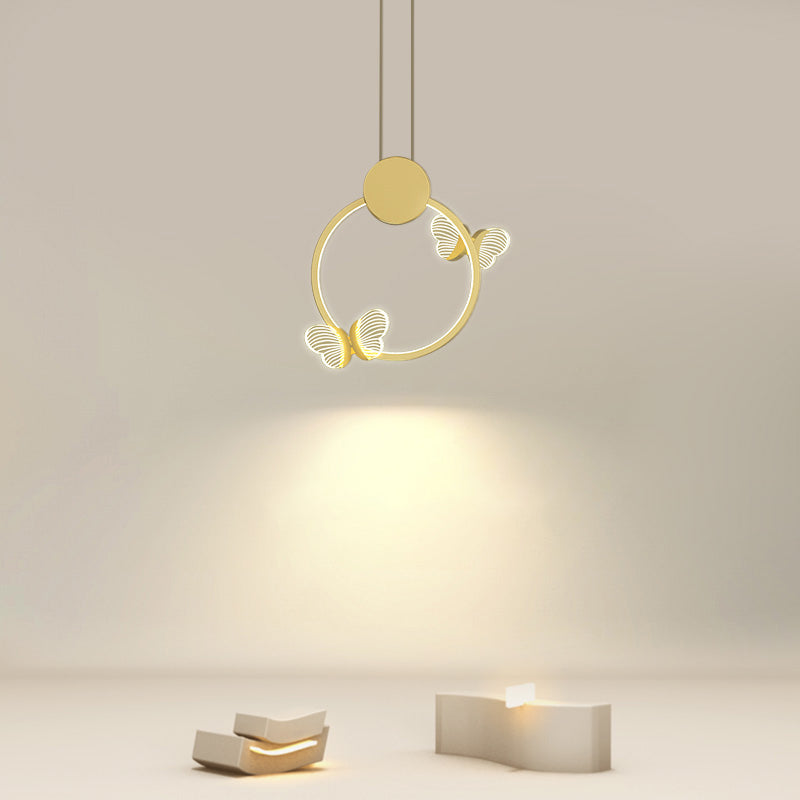 Plafonnage minimaliste Butterfly Plafond Metal Bedroom LED Suspension Pendante