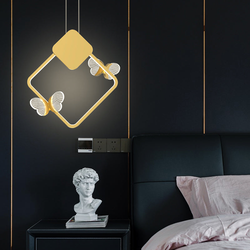 Plafonnage minimaliste Butterfly Plafond Metal Bedroom LED Suspension Pendante