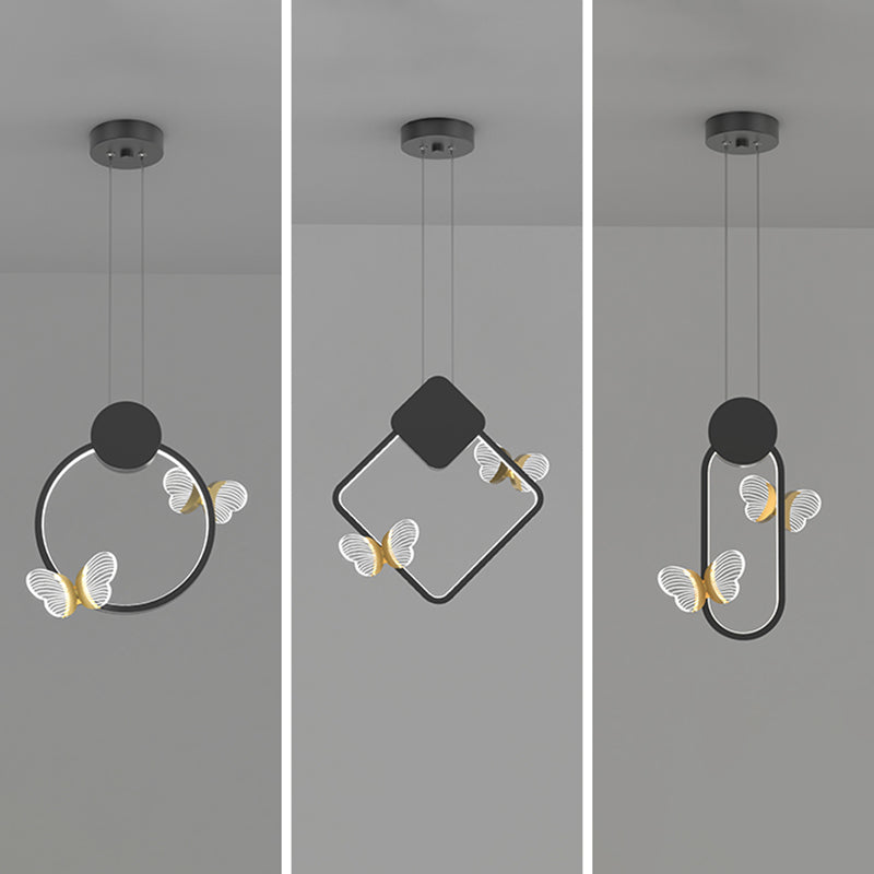 Plafonnage minimaliste Butterfly Plafond Metal Bedroom LED Suspension Pendante