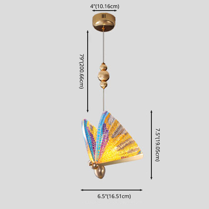 Colorful Butterfly Pendant Light Fixture Art Decor 1-Head Acrylic Hanging Lamp for Bedroom