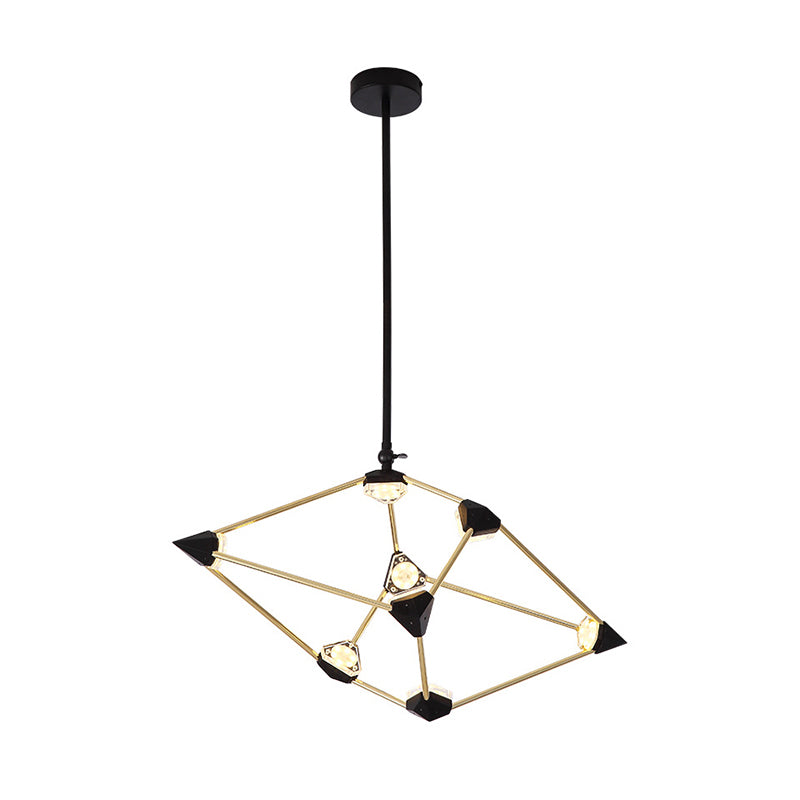 25 "/31.5" de ancho Diamond Metal Light Contemporary Black LED Hanging Chandelier para comedor