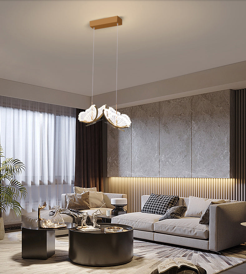 Eenvoud hangende verlichting messing vlinder led plafond hanger met acryl schaduw
