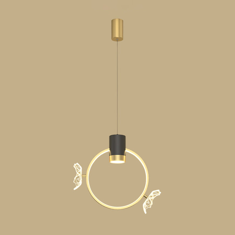 Golden Halo Ring Hanging Light Simplicity Metal LED Suspension Pendante Pendre pour la chambre