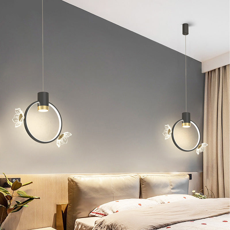Golden Halo Ring Hanging Light Simplicity Metal LED Suspension Pendante Pendre pour la chambre