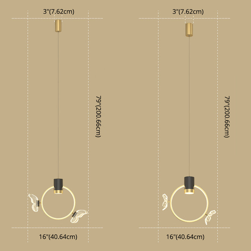 Golden Halo Ring Hanging Light Simplicity Metal LED Suspension Pendante Pendre pour la chambre