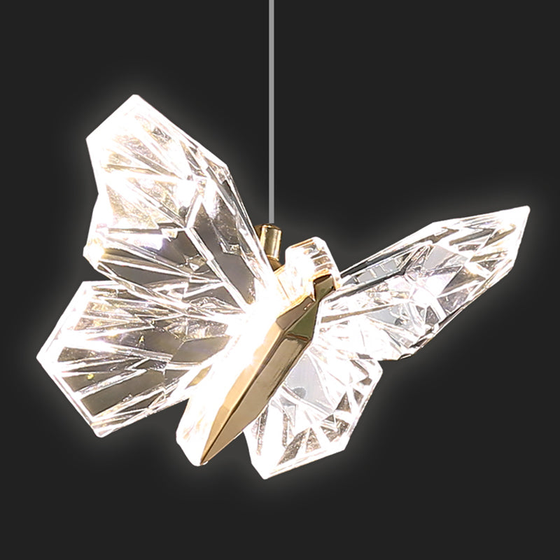 Brass Butterfly Hanging Lamp Minimalist LED Acrylic Pendant Ceiling Light for Duplex House