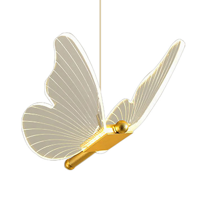 Butterfly Living Room Pendulum Light Acrylic Simple Style LED Pendant Lighting in Gold