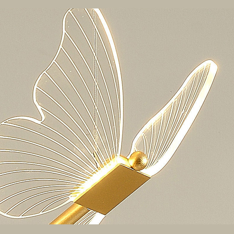 Butterfly Living Room Pendulum Light Acrylic Simple Style LED Pendant Lighting in Gold