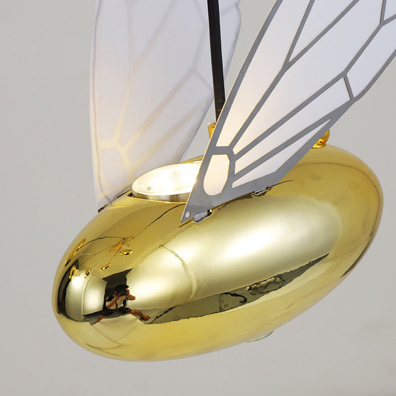 Gold Wing Hanging Lamp Fixture Simplicity LED Acrylic Pendant Lighting for Dining Room