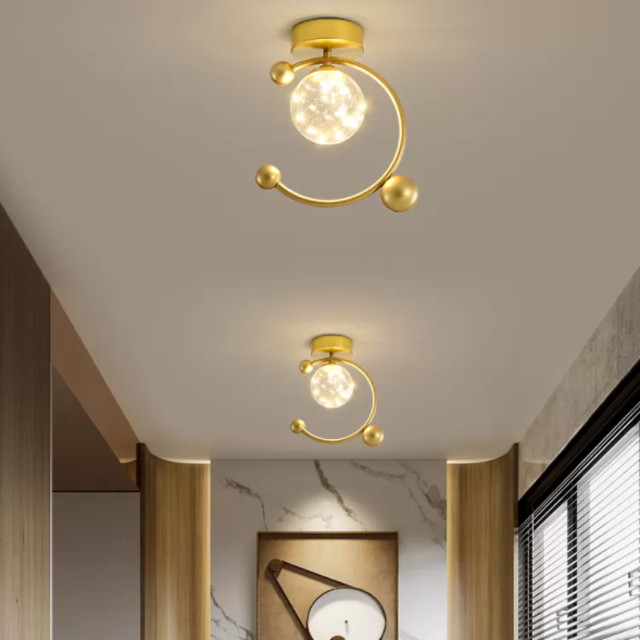 New Modern Clear Glass Flush Light Fixtures Corridor Spherical Flush Mount with Shape