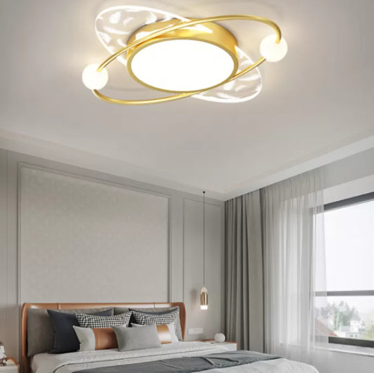 Luz de techo de pluma LED contemporánea de montaje ovalado de acrílico para dormitorio
