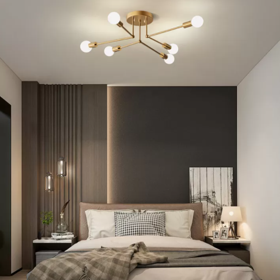 Zeitgenössische Sputnik Semi Flush Mount Glas Wohnzimmer Deckenmontage Leuchte Leuchte