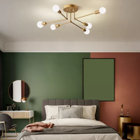 Zeitgenössische Sputnik Semi Flush Mount Glas Wohnzimmer Deckenmontage Leuchte Leuchte