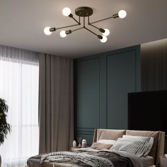 Zeitgenössische Sputnik Semi Flush Mount Glas Wohnzimmer Deckenmontage Leuchte Leuchte