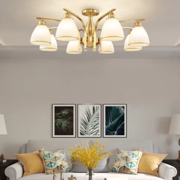 Accesorio montado en el techo de cristal mate del ópalo de la iluminación semi empotrada moderna de la sala de estar