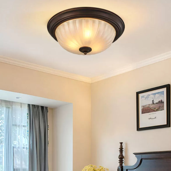 Bowl-Shaped Glass Flush Mount Ceiling Light Classic Bedroom Flush Mount Light Fixture