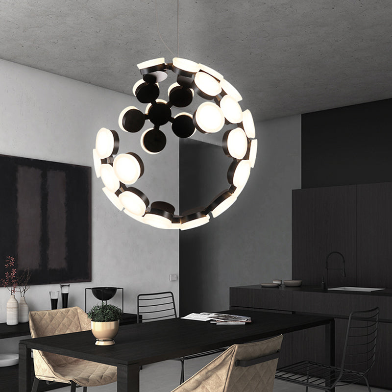 Globe Chandelier Lighting Modern Acrylic Black LED Pendant Light Fixture for Dining Room