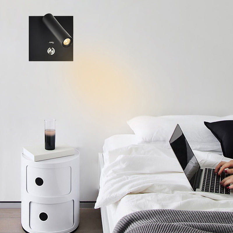 Lampe à applique à LED de base en métal carré 4.3 "H MINI MINI MINI MINI MONTRE LECTURE POUR LA CHAMBRE