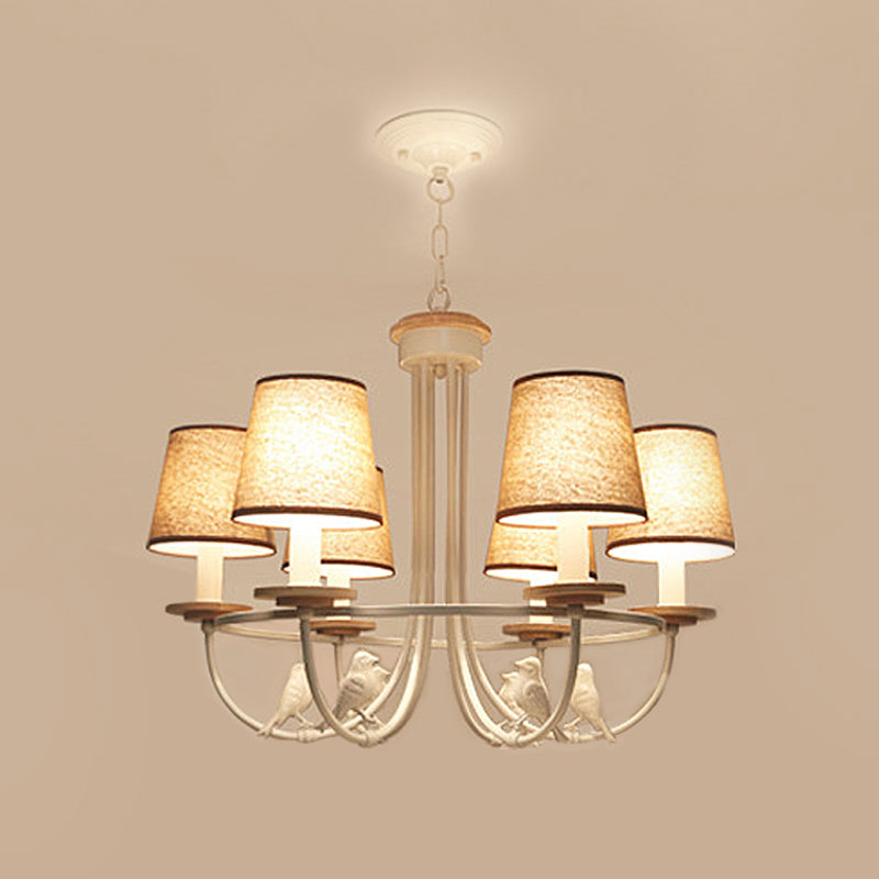 Luz de techo colgante de barril blanco Candelera de tela de tela contemporánea de 6/8