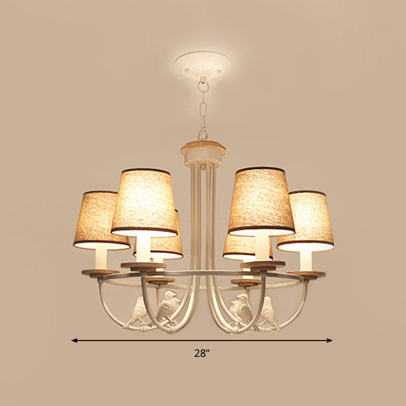 Luz de techo colgante de barril blanco Candelera de tela de tela contemporánea de 6/8