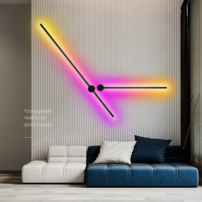 Modern Simplicity Style RGB Wall Sconce Black Long Strip Ambiance Decorative LED Wall Lamp for Restaurant Bar