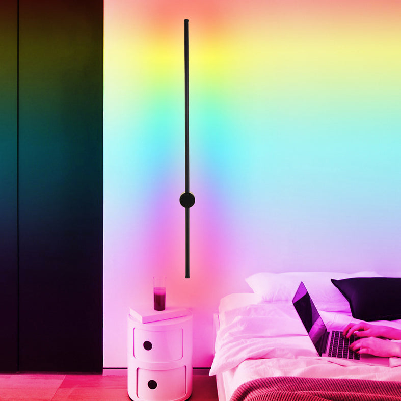 Modern Simplicity Style RGB Wall Sconce Black Long Strip Ambiance Decorative LED Wall Lamp for Restaurant Bar