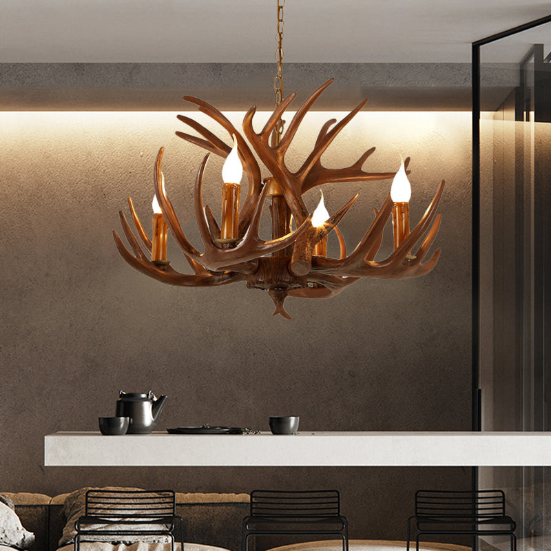 Résine Brun Plafond Branche de lustre 4/6/8 LUMIÈRES RUSTIC PRENDANT PRENDANT POUR RESTAUT