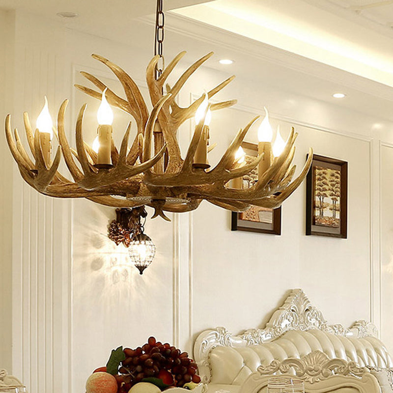 Résine Brun Plafond Branche de lustre 4/6/8 LUMIÈRES RUSTIC PRENDANT PRENDANT POUR RESTAUT