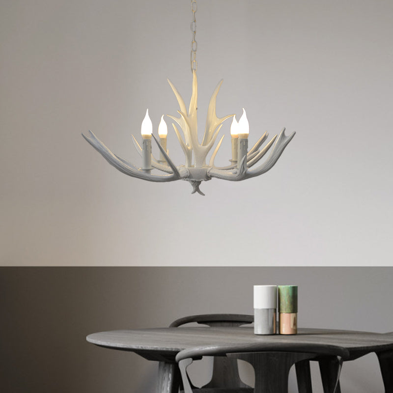 4/6 lumières Résine Chandelier Pendent Lamp Farmhouse White Bandle salon Suspended Ligting Ayémand
