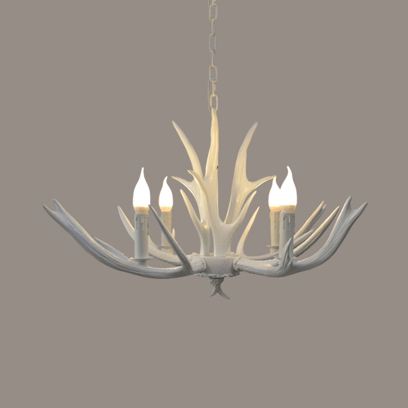 4/6 lumières Résine Chandelier Pendent Lamp Farmhouse White Bandle salon Suspended Ligting Ayémand