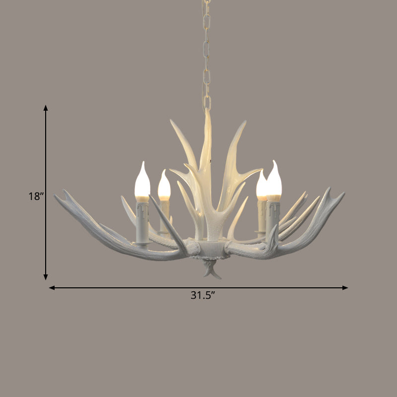 4/6 lumières Résine Chandelier Pendent Lamp Farmhouse White Bandle salon Suspended Ligting Ayémand