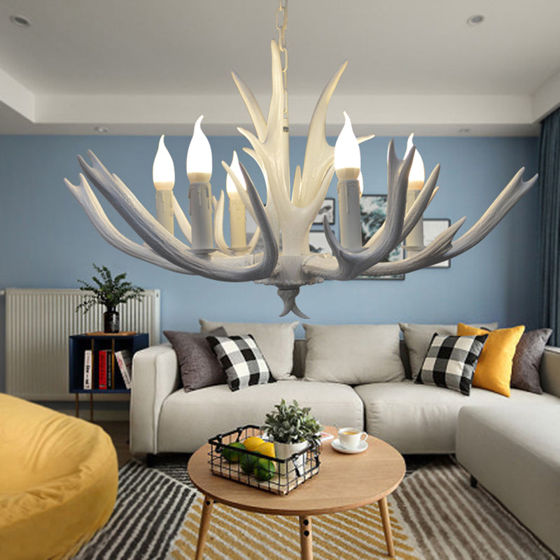 4/6 lumières Résine Chandelier Pendent Lamp Farmhouse White Bandle salon Suspended Ligting Ayémand