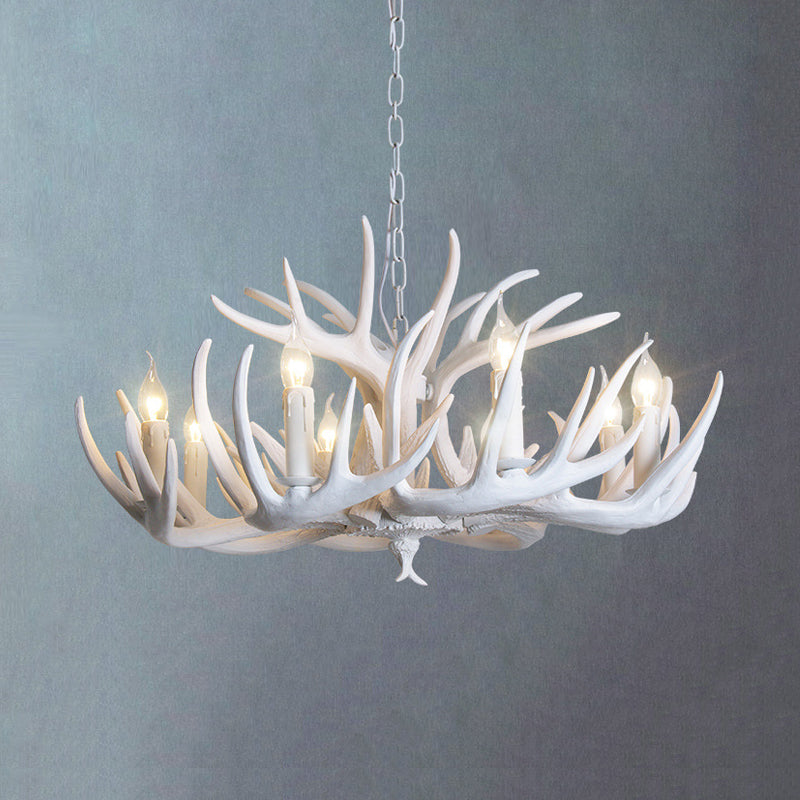 Chandelier de bougie blanche Résine traditionnelle 3/4/5 Lights Livrer le plafond pendentif avec conception de bois