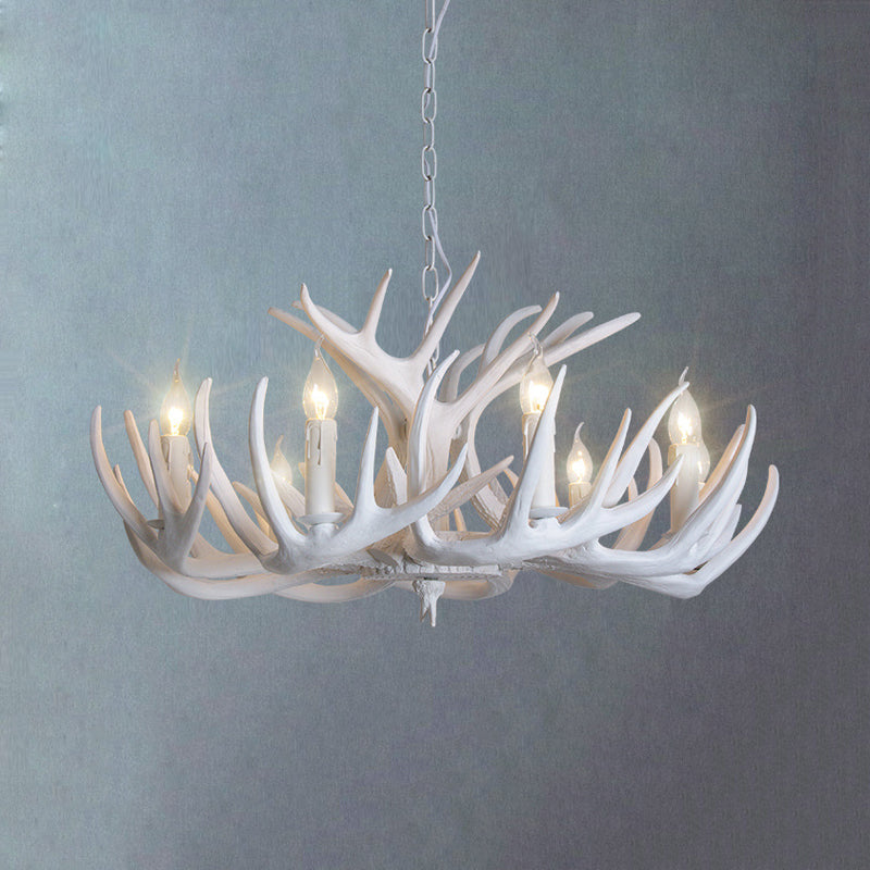 Chandelier de bougie blanche Résine traditionnelle 3/4/5 Lights Livrer le plafond pendentif avec conception de bois