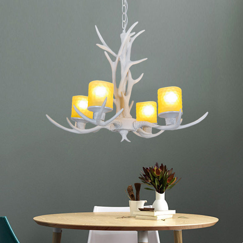 Resin Starburst Chandelier Lamp Cottage 4/6/8 Bulbes Chambre Hanging Light Kit en blanc, 27,5 "/35.5" / 39 "