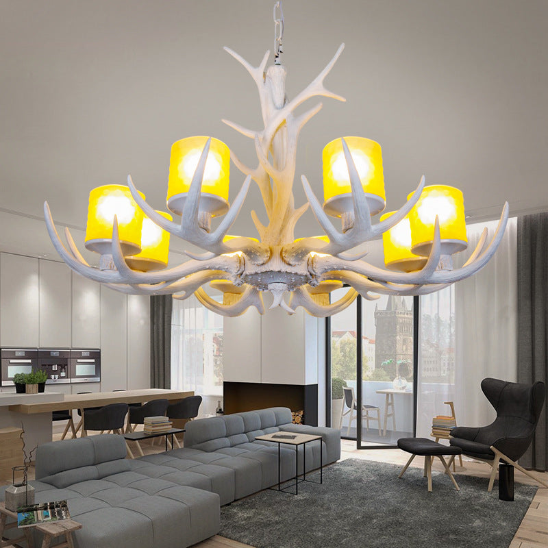 Resin Starburst Chandelier Lamp Cottage 4/6/8 Bulbes Chambre Hanging Light Kit en blanc, 27,5 "/35.5" / 39 "