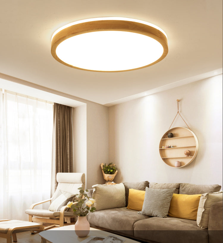 Simple Circular Flush Mount Ceiling Light Fixture Wood Flush Mount Fixture for Bedroom for Bedroom