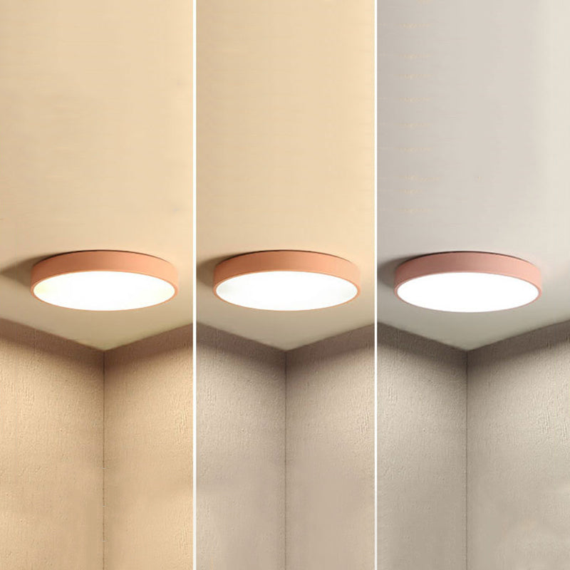 Nordic Flush Mount Ceiling Light Modern Minimalist Living Room Study Personality LED Ultra-thin Macaron Style Lamps