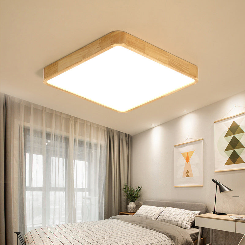1 Light Wood Flush Mount Ceiling Light Fixtures Minimalist Bedroom Flush Mount Fixture