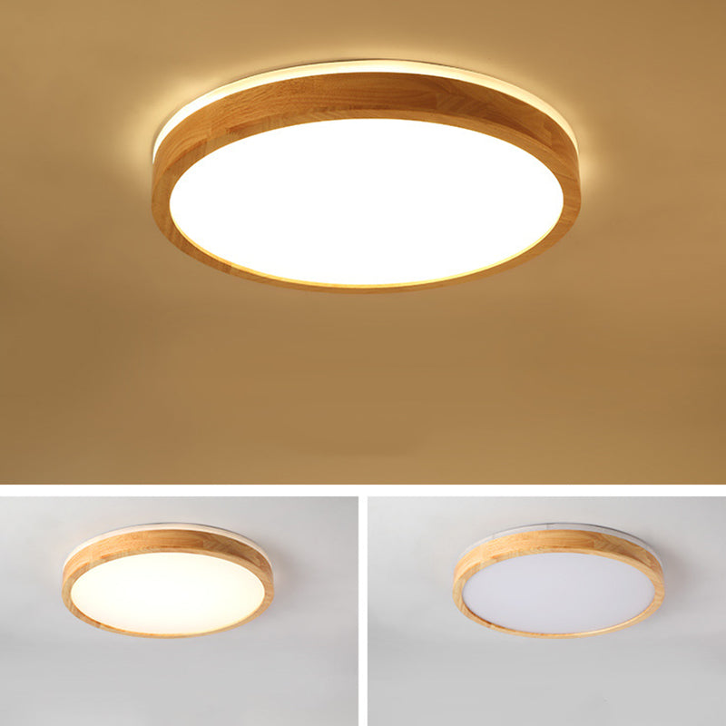 Ronde inbouwverlichtingsarmaturen Eenvoud Houten plafondverlichtingsarmaturen voor slaapkamer