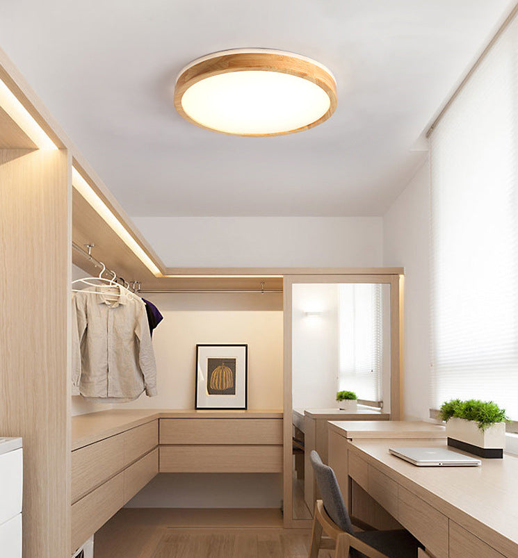 Ronde inbouwverlichtingsarmaturen Eenvoud Houten plafondverlichtingsarmaturen voor slaapkamer