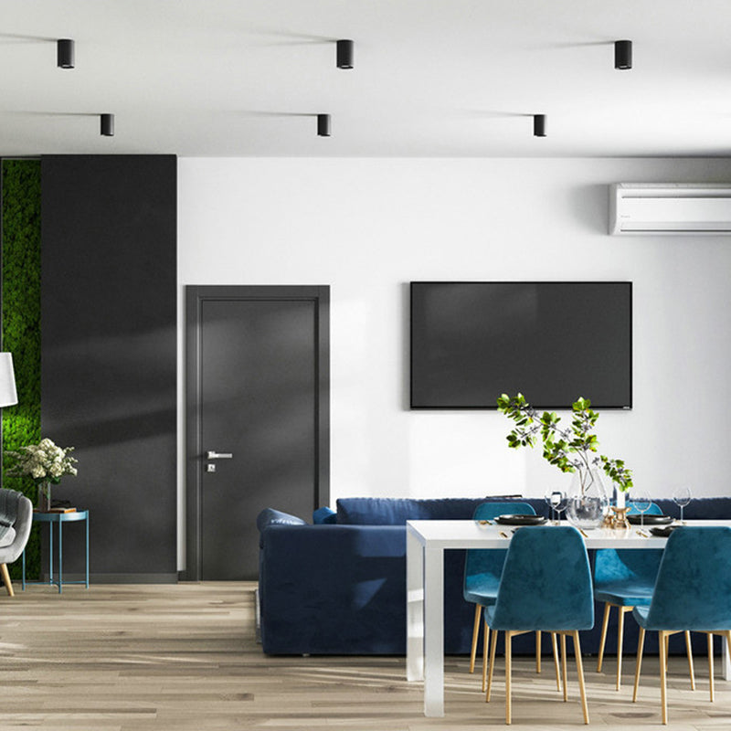 Terrace Flush Mount Light Fixture Simple Black LED Ceiling Fixture with Cylindrical Metal Shade